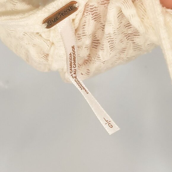 Free People Lace Ruched Love Her Tank Top Cami Ivory White Gardenia - Picture 11 of 12